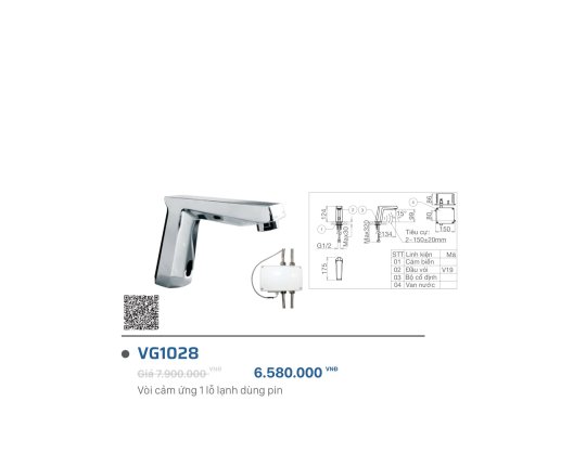 VÒI LABO LẠNH CẢM ỨNG VIGLACERA VG1028