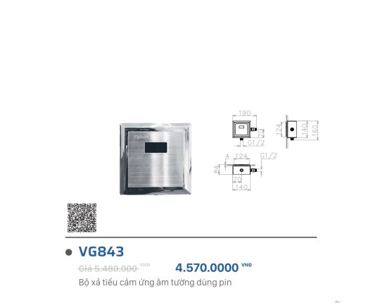 XẢ TIỂU CẢM ỨNG VIGLACERA VG843