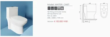 BỒN CẦU KHỐI THIÊN THANH WATER CK67 NẮP ÊM