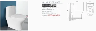 BỒN CẦU KHỐI THIÊN THANH RIVER CK69 NẮP ÊM