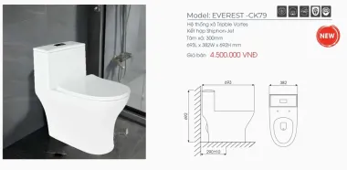 BỒN CẦU KHỐI THIÊN THANH EVEREST CK79 NẮP ÊM