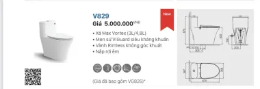  BỒN CẦU LIỀN KHỐI VIGLACERA V808 NẮP ÊM