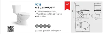 BỒN CẦU HAI KHỐI VIGLACERA V716