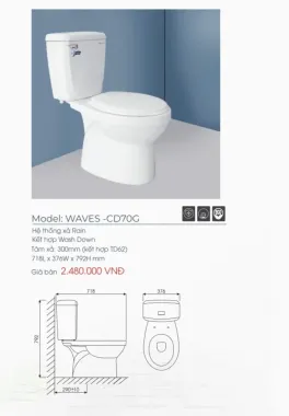 BỒN CẦU RỜI THIÊN THANH CD70 (WAVES) TAY GẠT