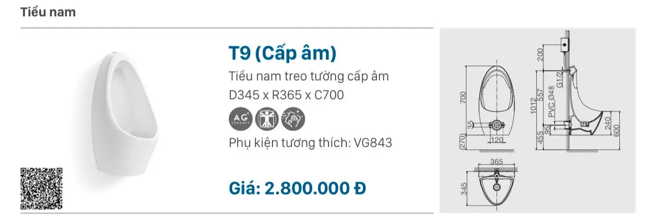 TIỂU NAM VIGLACERA T9 CẤP ÂM