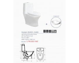 BỒN CẦU KHỐI THIÊN THANH RIVER CK69 NẮP ÊM