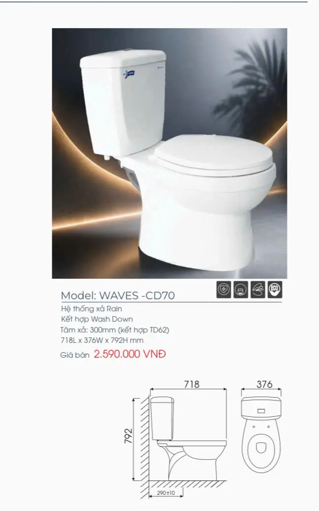 BỒN CẦU RỜI THIÊN THANH CD70 ( WAVES HAI NHẤN )